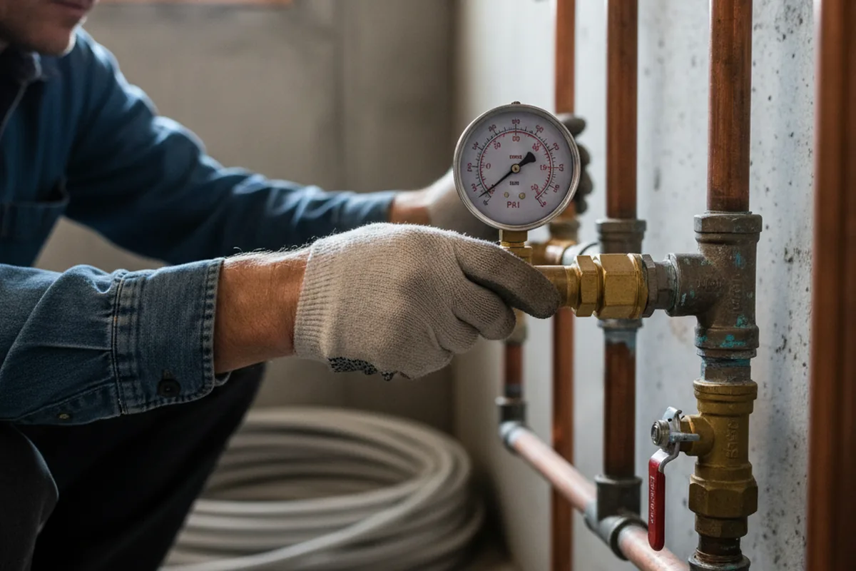 Pressure testing a repaired line during Water Line Repair in Orrstown